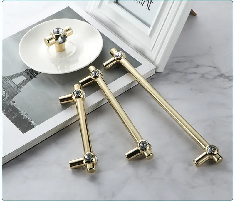 KK&FING Luxury Crystal Handles Drawer Knobs Zinc Alloy Kitchen Cabinet Handles Wardrobe Door Pulls Furniture Handle Hardware
