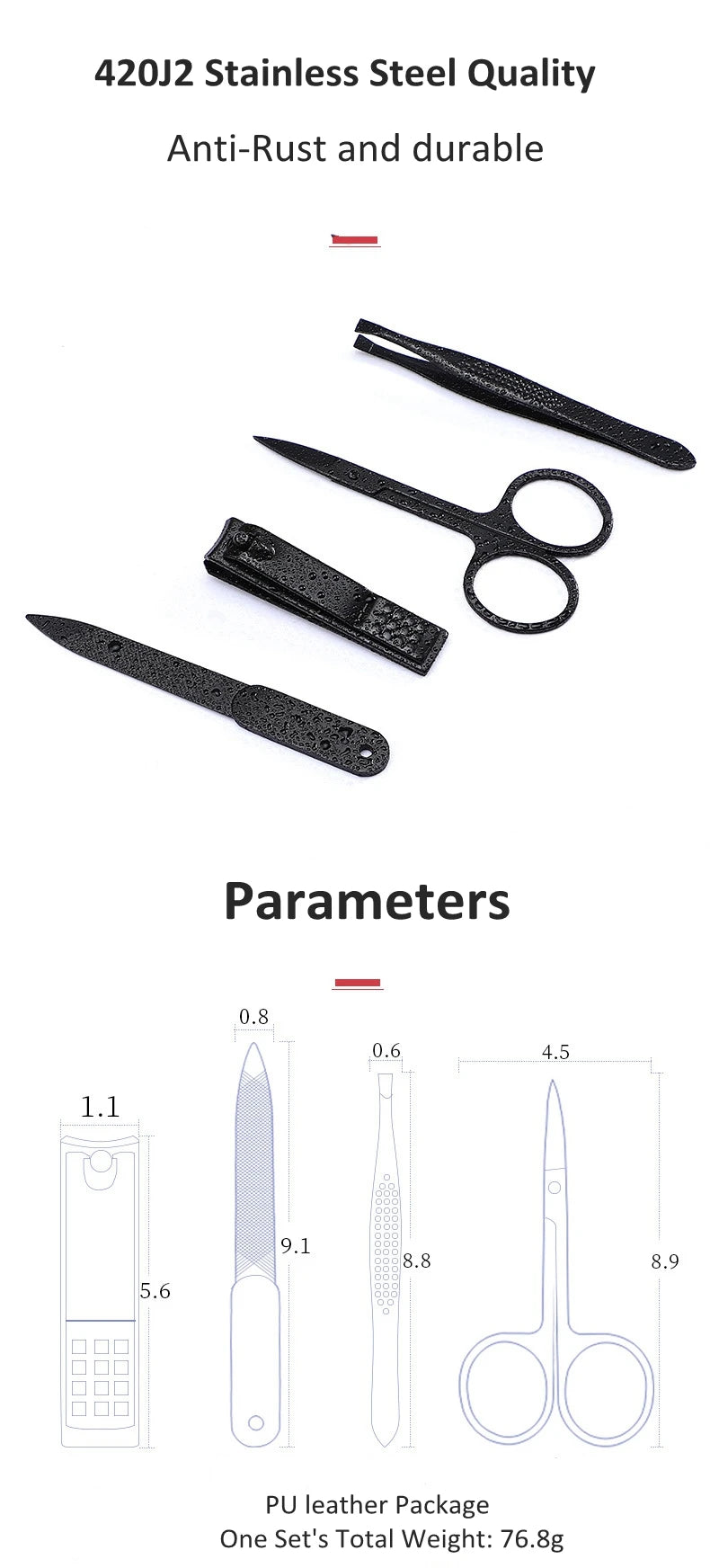 Portable Nail Scissors set Manicure Set Pedicure kit Stainless Steel Nail Clippers Tool Travel Grooming Case