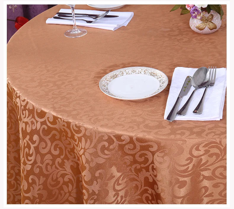 Polyester Jacquard Tablecloth Hotel Wedding Banquet Party Decoration Round White Table Covers Table Overlays Printed Home Decor