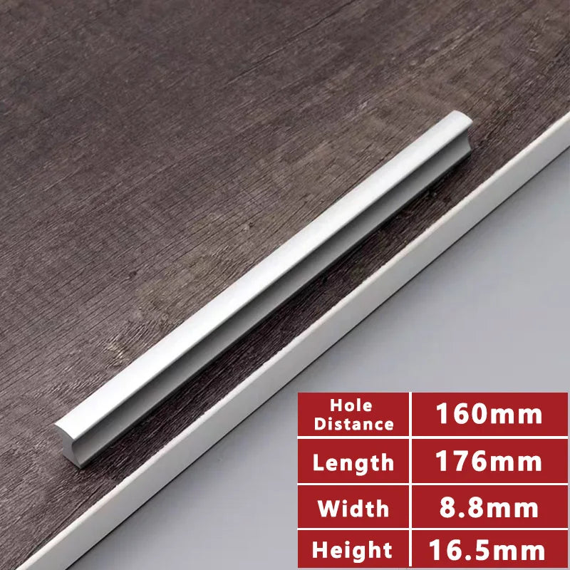 WV Kitchen Cabinet Handles and Pulls Black Silver Dressers Closet Furniture Door Handles Aluminum Drawer and Knobs Hardwares