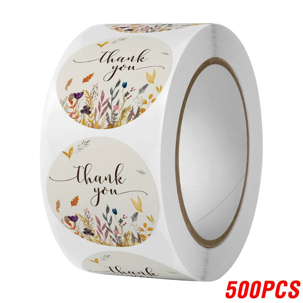 100-500pcs Thank You Round Sticker Scrapbook Envelope Seal Sticker Gift Flower Decoration Stationery Label Stickers