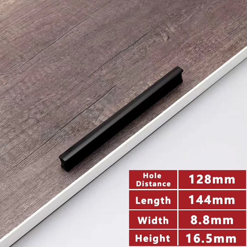 WV Kitchen Cabinet Handles and Pulls Black Silver Dressers Closet Furniture Door Handles Aluminum Drawer and Knobs Hardwares