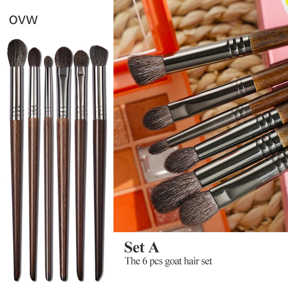 OVW Natural Goat Hair Makeup Brushes Set Professional Kit brocha maquillaje pedzle do makijazu blending smudging brush shader
