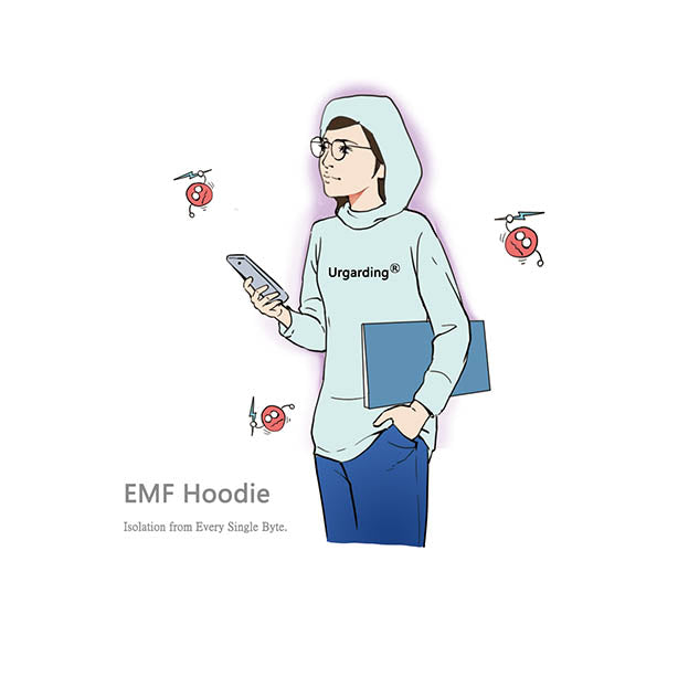 UrGarding RFID Blocking EMF High Protection Anti-radiation Shielding Silver Cotton Zipper-up Hoodie /Color Black