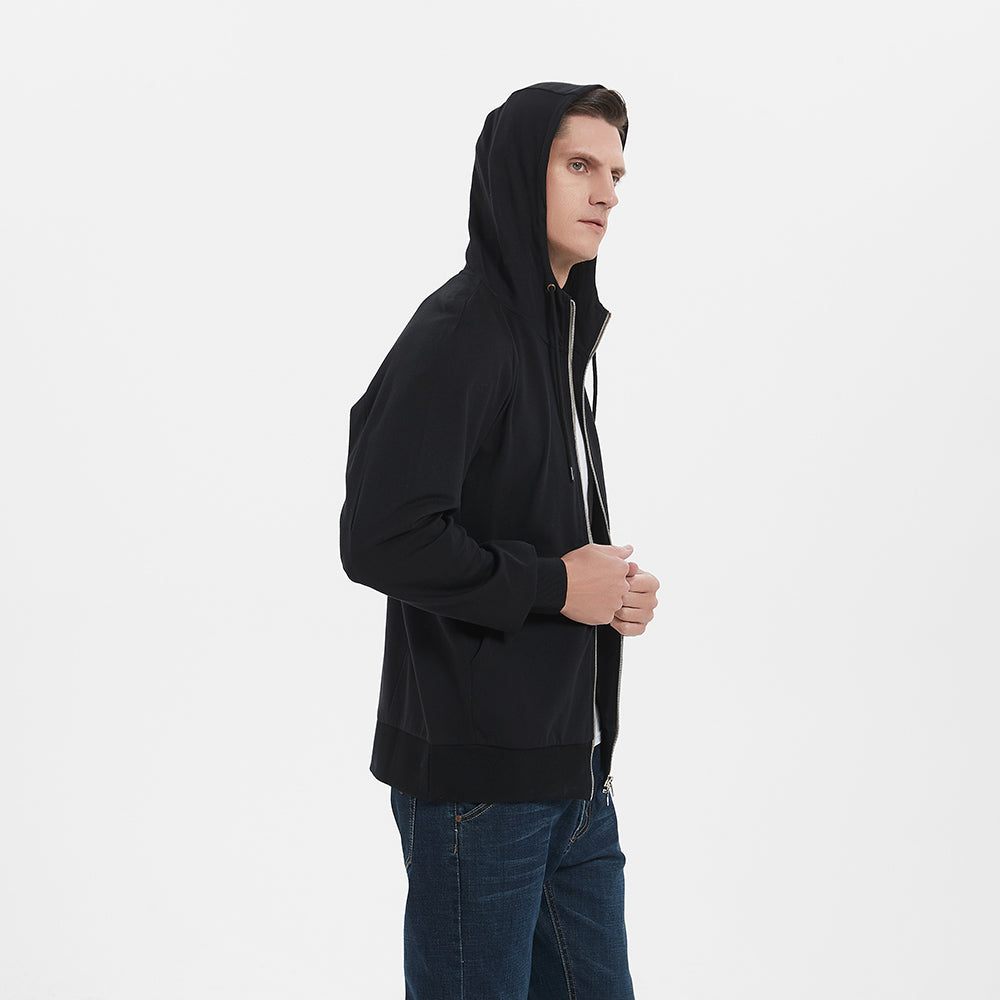 UrGarding RFID Blocking EMF High Protection Anti-radiation Shielding Silver Cotton Zipper-up Hoodie /Color Black