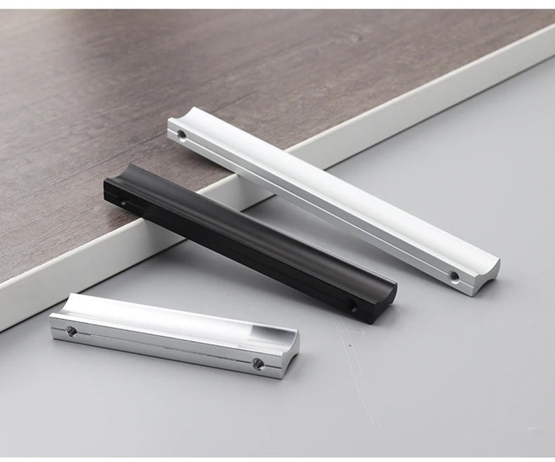 WV Kitchen Cabinet Handles and Pulls Black Silver Dressers Closet Furniture Door Handles Aluminum Drawer and Knobs Hardwares
