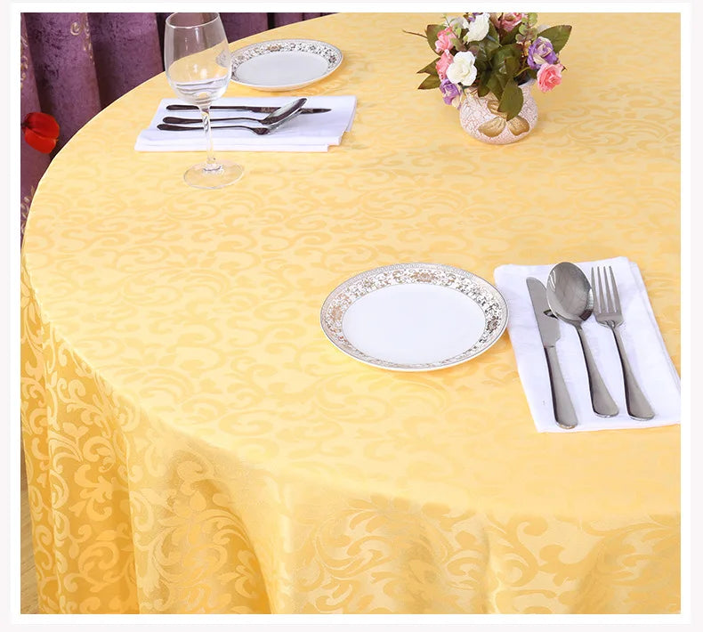 Polyester Jacquard Tablecloth Hotel Wedding Banquet Party Decoration Round White Table Covers Table Overlays Printed Home Decor