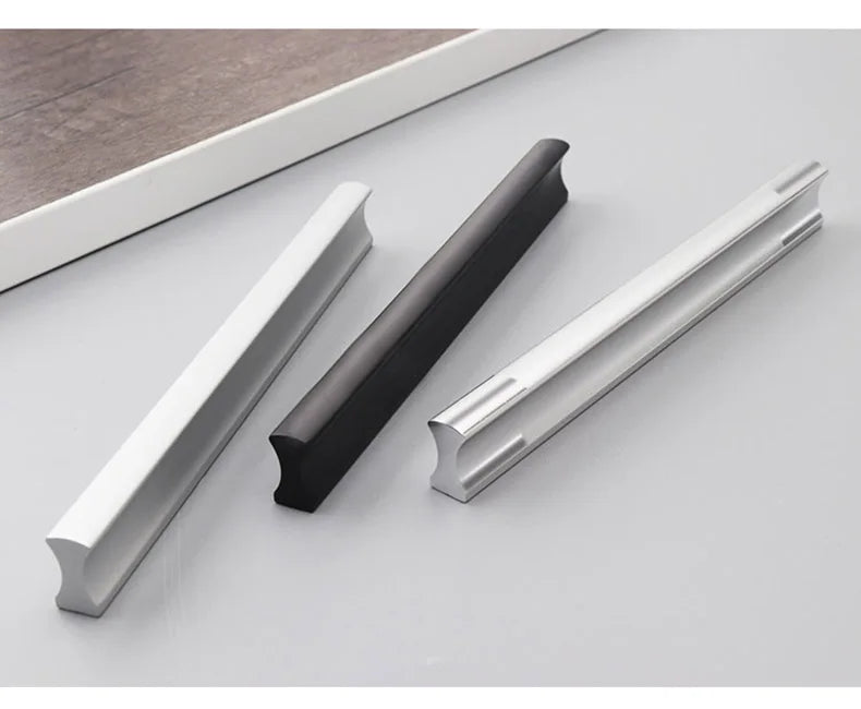 WV Kitchen Cabinet Handles and Pulls Black Silver Dressers Closet Furniture Door Handles Aluminum Drawer and Knobs Hardwares