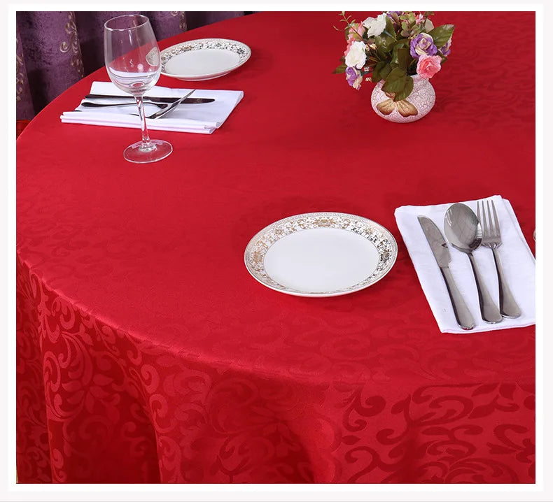 Polyester Jacquard Tablecloth Hotel Wedding Banquet Party Decoration Round White Table Covers Table Overlays Printed Home Decor