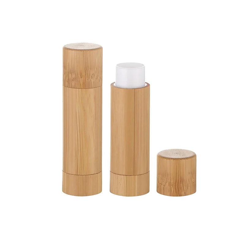 12Pcs Bamboo Empty Lipstick Tubes, 5.5g/4g Refillable DIY Lip Balm Tube Containers Cosmetic Lip Gloss Deodorant Case Holder