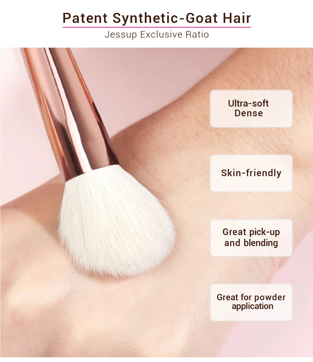 Jessup Professional Makeup brushes set ,6- 25pcs Makeup brush Natural Synthetic Foundation Powder Highlighter Pearl White T215