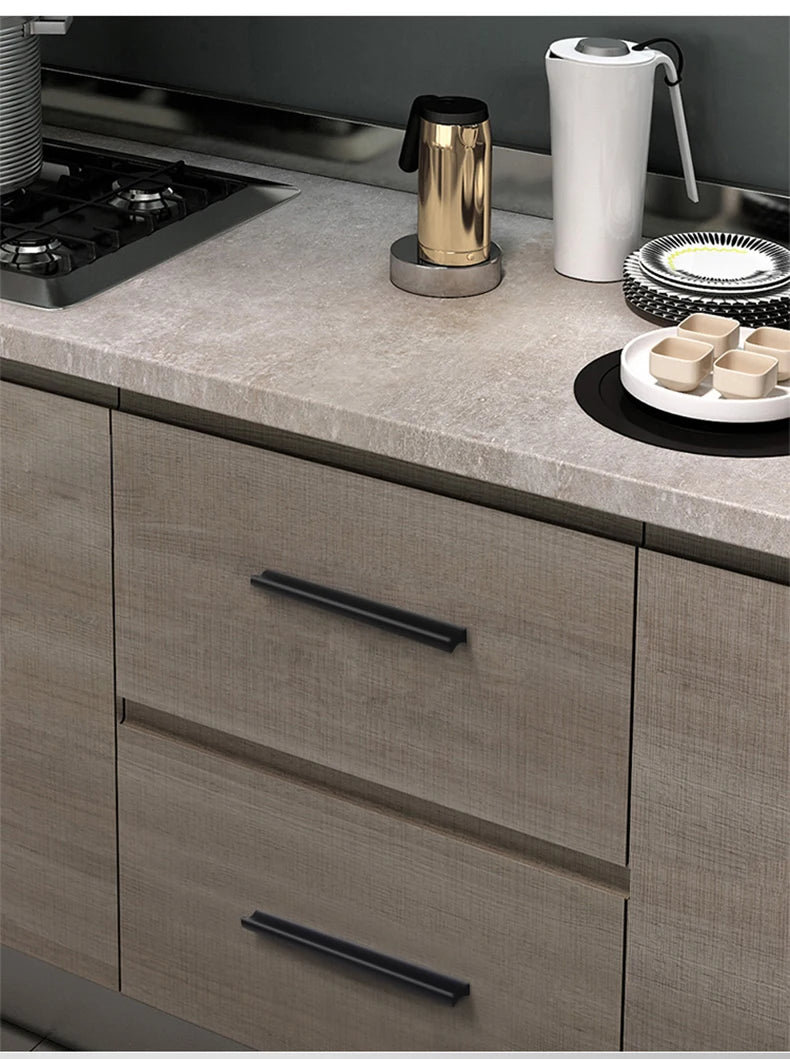 WV Kitchen Cabinet Handles and Pulls Black Silver Dressers Closet Furniture Door Handles Aluminum Drawer and Knobs Hardwares