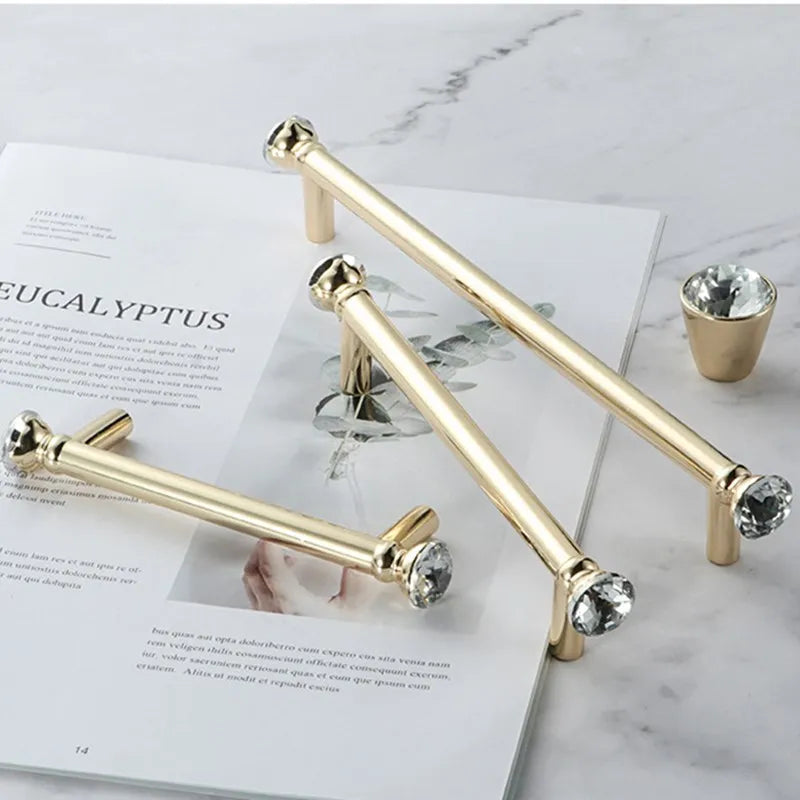 KK&FING Luxury Crystal Handles Drawer Knobs Zinc Alloy Kitchen Cabinet Handles Wardrobe Door Pulls Furniture Handle Hardware