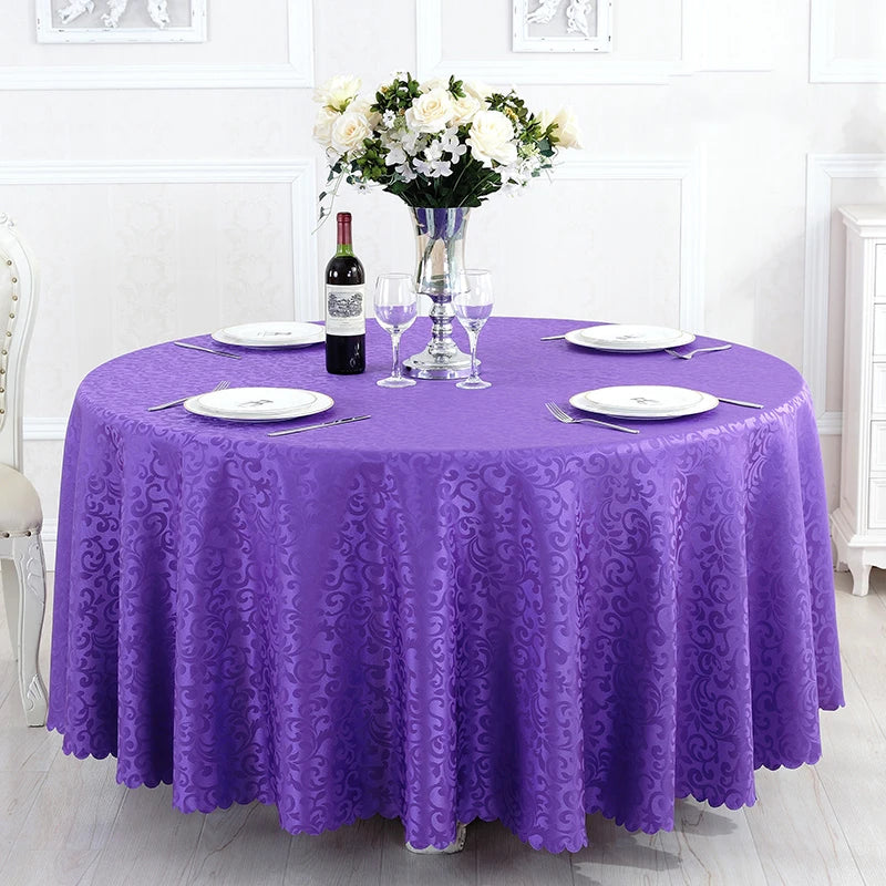 Polyester Jacquard Tablecloth Hotel Wedding Banquet Party Decoration Round White Table Covers Table Overlays Printed Home Decor