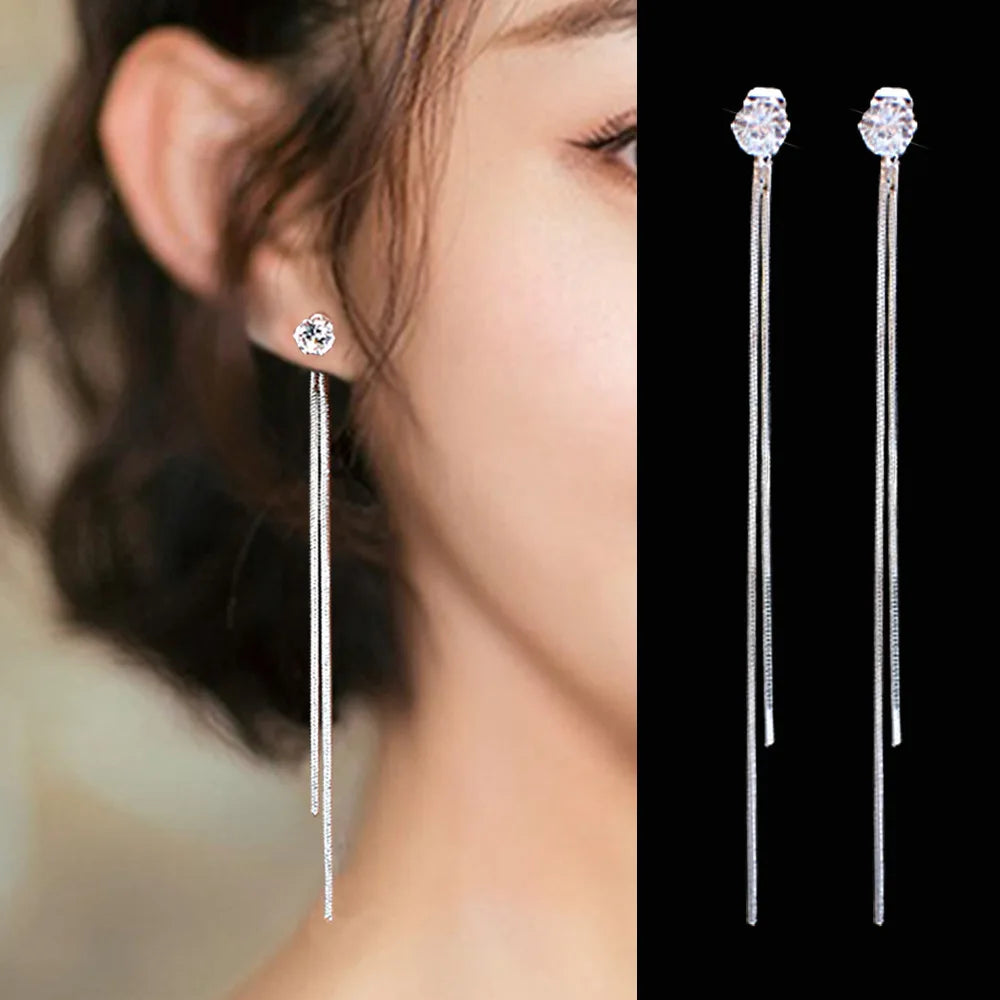 Elegant Long Crystal Tassel Dangle Earrings for Women: Wedding, Gift, Fashion