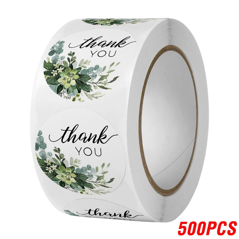100-500pcs Thank You Round Sticker Scrapbook Envelope Seal Sticker Gift Flower Decoration Stationery Label Stickers