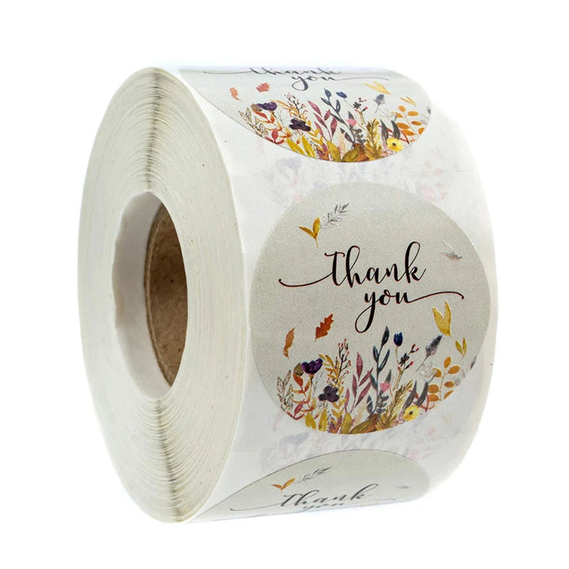 100-500pcs Thank You Round Sticker Scrapbook Envelope Seal Sticker Gift Flower Decoration Stationery Label Stickers