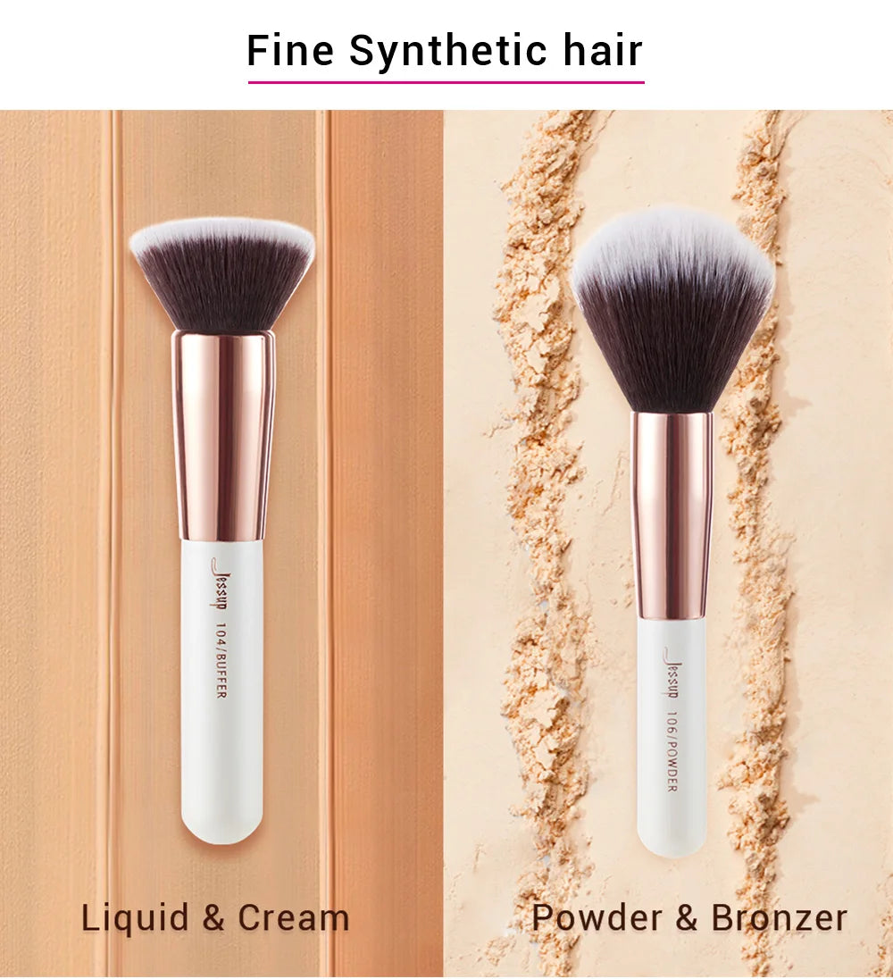 Jessup Professional Makeup brushes set ,6- 25pcs Makeup brush Natural Synthetic Foundation Powder Highlighter Pearl White T215
