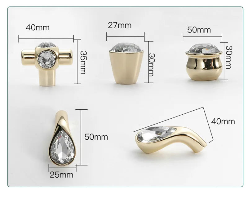 KK&FING Luxury Crystal Handles Drawer Knobs Zinc Alloy Kitchen Cabinet Handles Wardrobe Door Pulls Furniture Handle Hardware