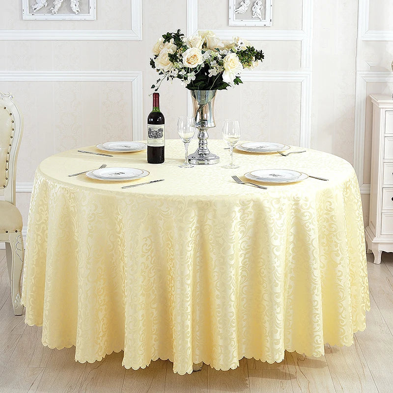 Polyester Jacquard Tablecloth Hotel Wedding Banquet Party Decoration Round White Table Covers Table Overlays Printed Home Decor