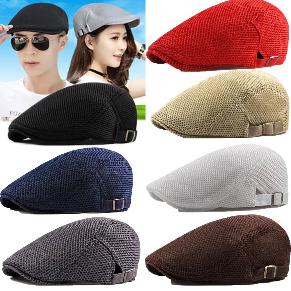 Unisex Mesh Flat Beret Cap - Summer Golf Driving Sun Protection
