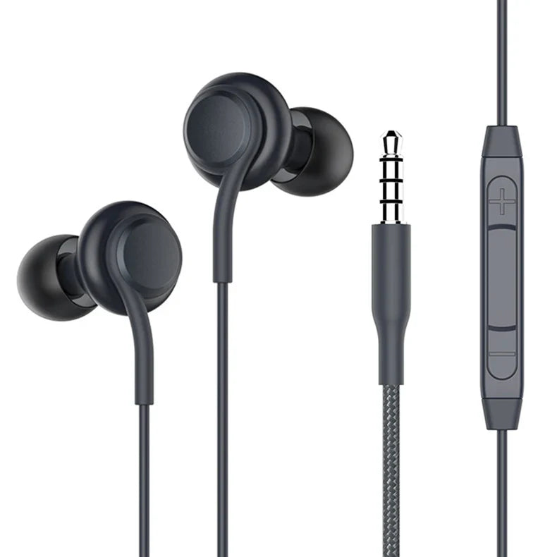 Premium Wired In-Ear Sports Earbuds with Mic, 3.5mm, Noise-Isolating Subwoofer