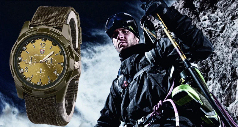 Durable Men's Military Outdoor Sports Watch - Braided Nylon Strap, Quartz Movement