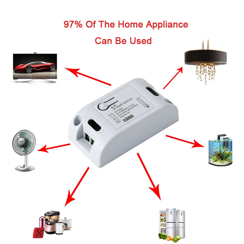 Tuya WiFi Smart Switch RF 433MHz MiNi Wireless Smart Home Receiver Relay Remote Control 110V 220V Work With Alexa Smart Life