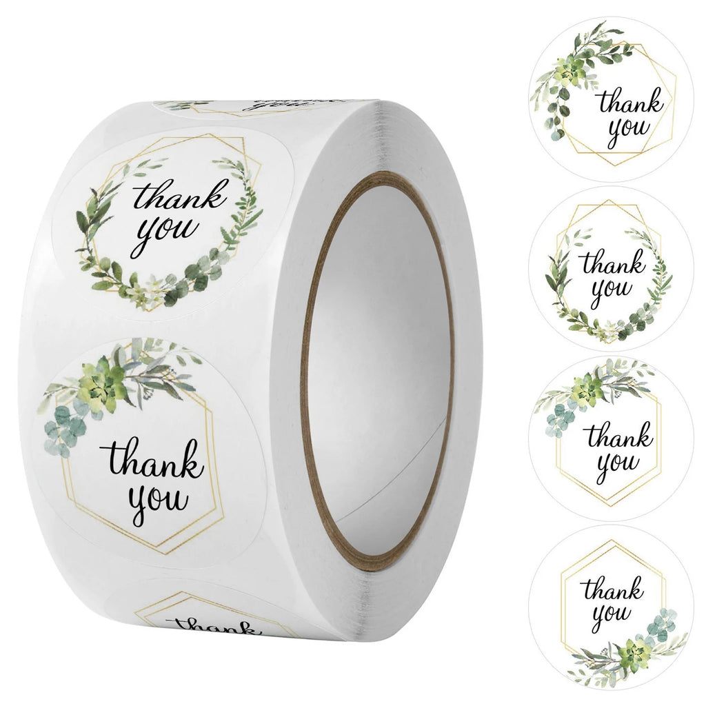 100-500pcs Thank You Round Sticker Scrapbook Envelope Seal Sticker Gift Flower Decoration Stationery Label Stickers