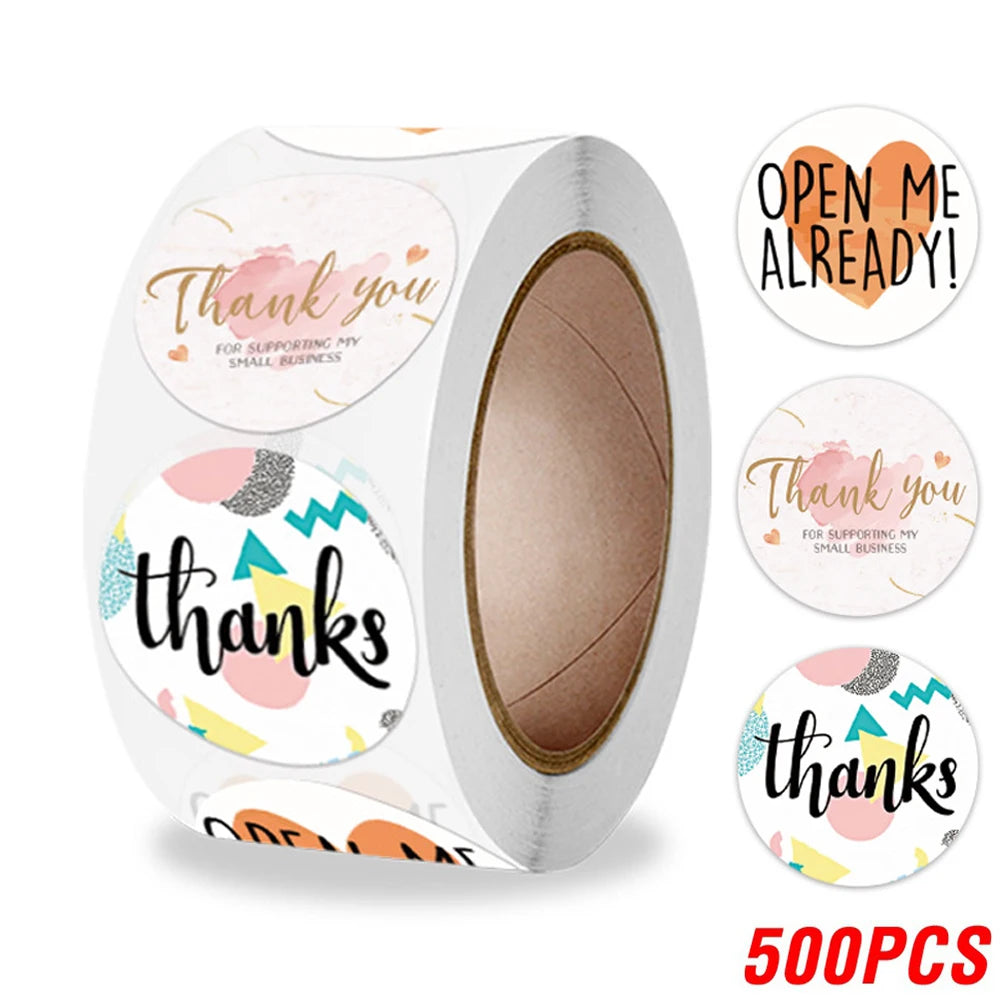 100-500pcs Thank You Round Sticker Scrapbook Envelope Seal Sticker Gift Flower Decoration Stationery Label Stickers