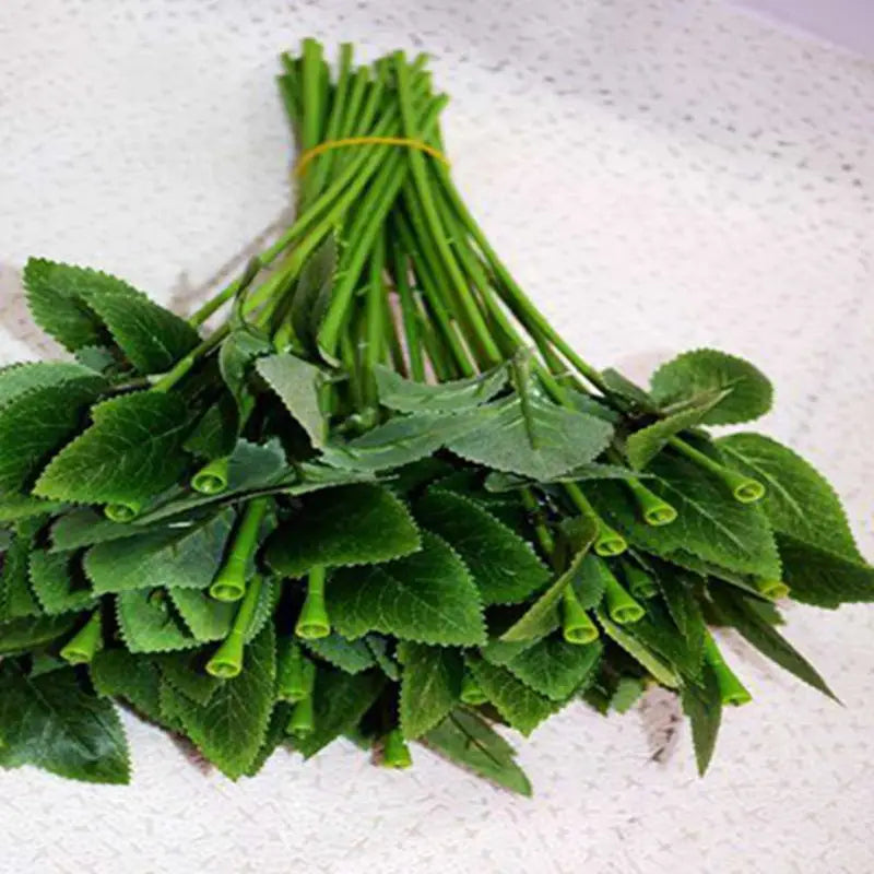 50pcs Artificial Fake Rose Flower Stems For Diy Handmade Bouquet Flower Leaf Vein Wedding Home Decoration