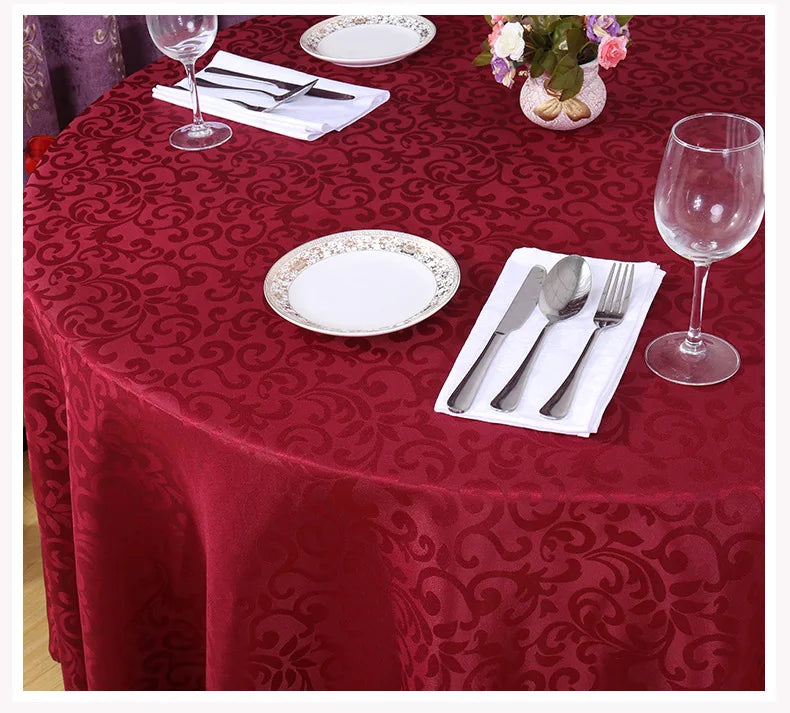 Polyester Jacquard Tablecloth Hotel Wedding Banquet Party Decoration Round White Table Covers Table Overlays Printed Home Decor