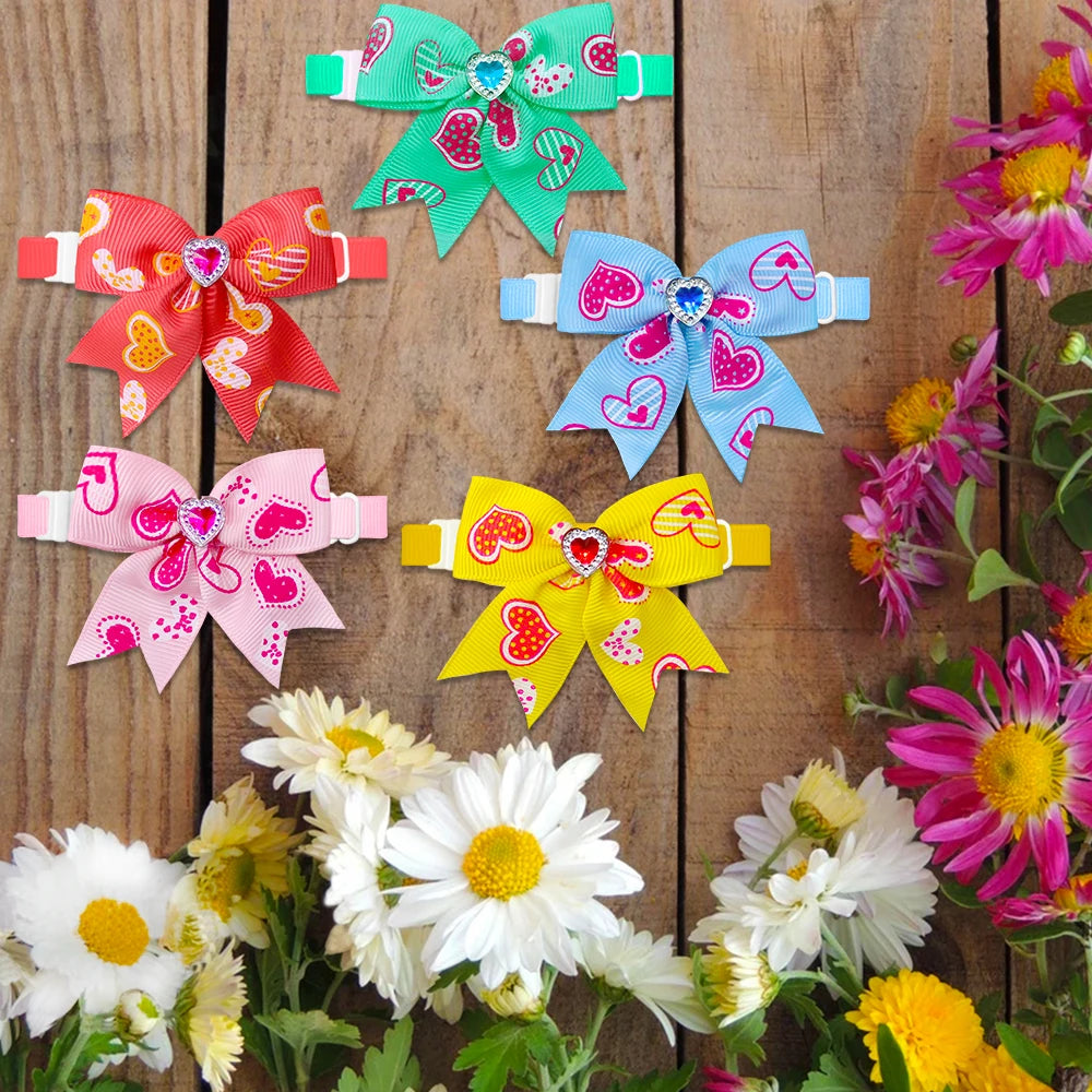 20pcs Dog Bow Tie Love style Pet Supplies Valentine's Day Samll Dog Bowtie Pet Dog Cat Bowties Small Dog Grooming Accessories