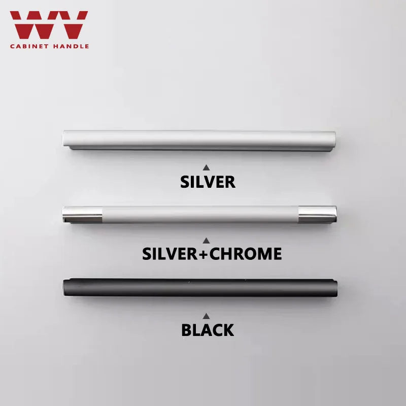 WV Kitchen Cabinet Handles and Pulls Black Silver Dressers Closet Furniture Door Handles Aluminum Drawer and Knobs Hardwares