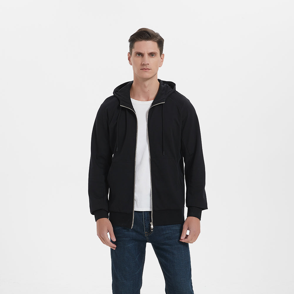 UrGarding RFID Blocking EMF High Protection Anti-radiation Shielding Silver Cotton Zipper-up Hoodie /Color Black