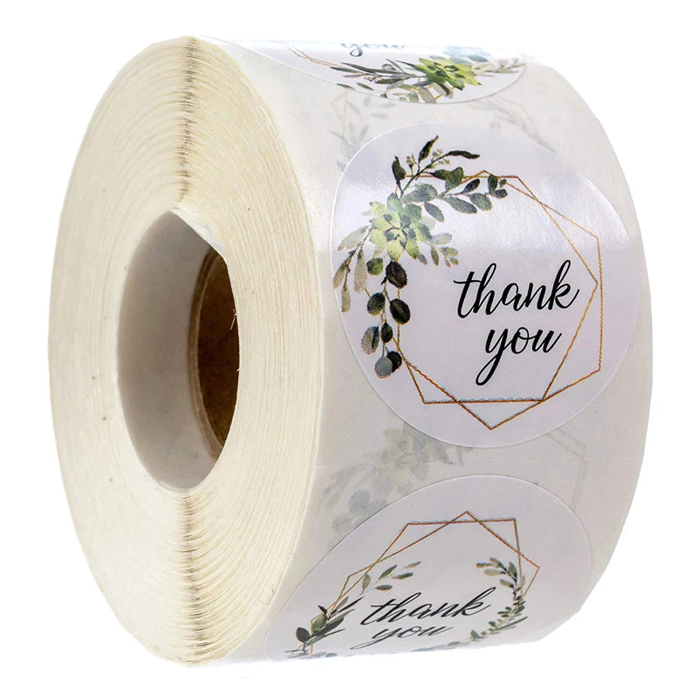 100-500pcs Thank You Round Sticker Scrapbook Envelope Seal Sticker Gift Flower Decoration Stationery Label Stickers