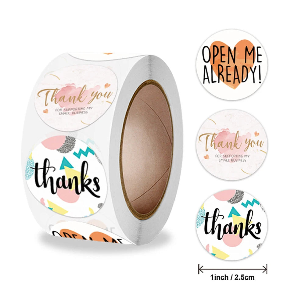 100-500pcs Thank You Round Sticker Scrapbook Envelope Seal Sticker Gift Flower Decoration Stationery Label Stickers