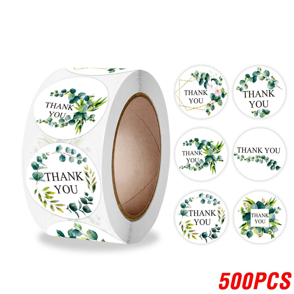 100-500pcs Thank You Round Sticker Scrapbook Envelope Seal Sticker Gift Flower Decoration Stationery Label Stickers