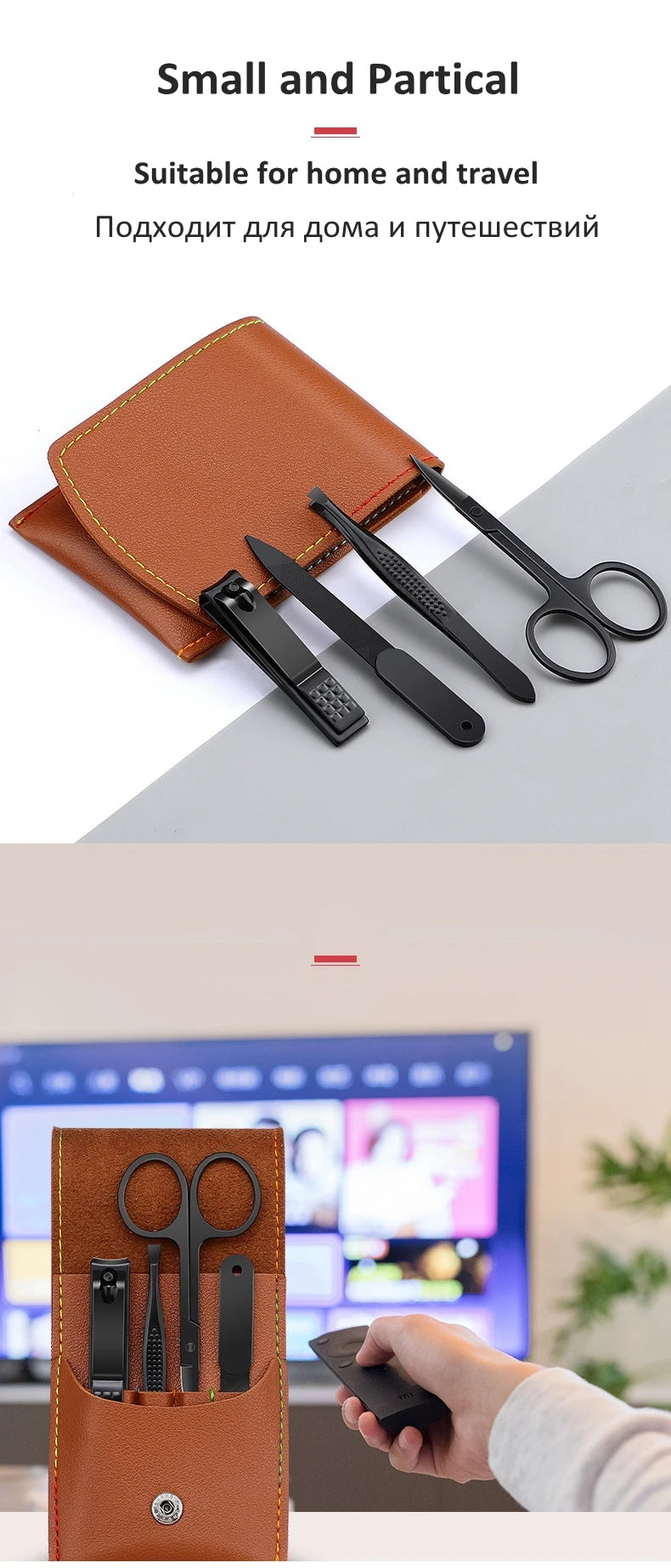 Portable Nail Scissors set Manicure Set Pedicure kit Stainless Steel Nail Clippers Tool Travel Grooming Case