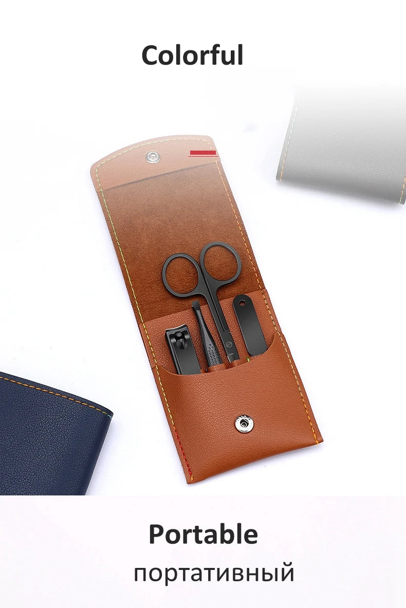 Portable Nail Scissors set Manicure Set Pedicure kit Stainless Steel Nail Clippers Tool Travel Grooming Case