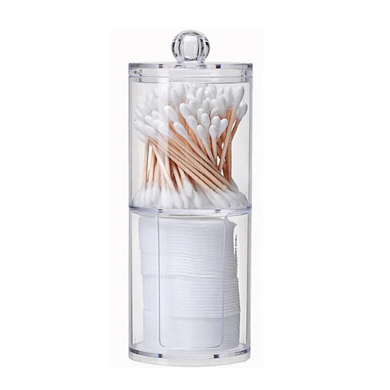 Acrylic Makeup Organizer Cotton Swabs Qtip Container Cosmetic Makeup Cotton Pad Organizer Jewelry Storage Box(Empty Box)