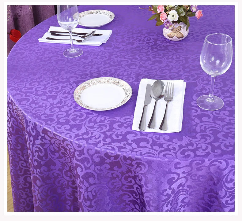 Polyester Jacquard Tablecloth Hotel Wedding Banquet Party Decoration Round White Table Covers Table Overlays Printed Home Decor