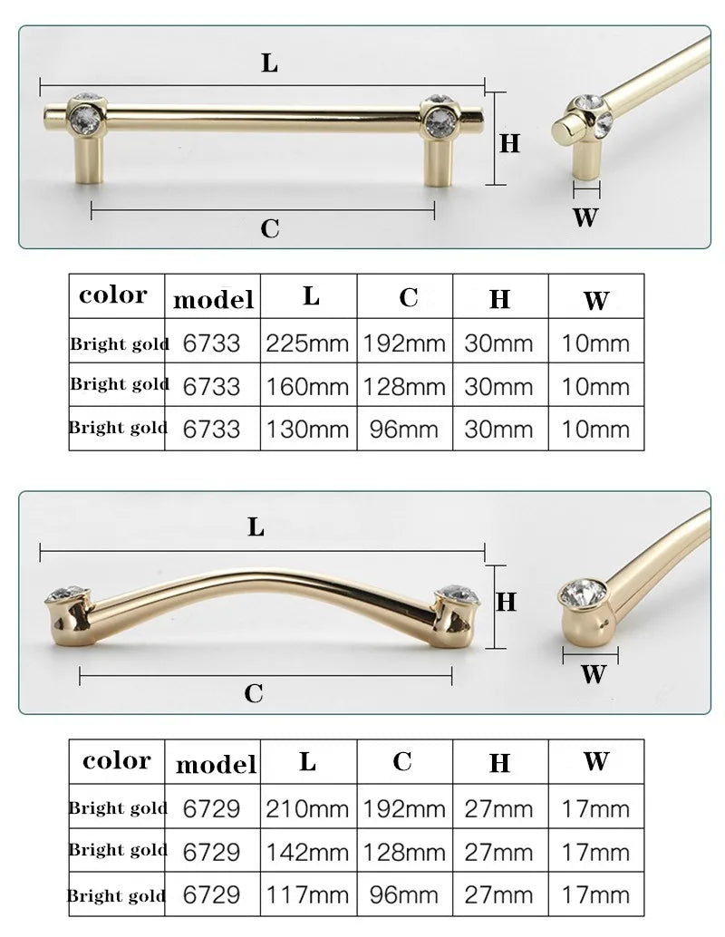 KK&FING Luxury Crystal Handles Drawer Knobs Zinc Alloy Kitchen Cabinet Handles Wardrobe Door Pulls Furniture Handle Hardware