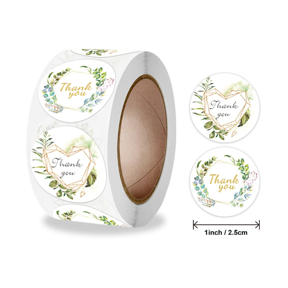 100-500pcs Thank You Round Sticker Scrapbook Envelope Seal Sticker Gift Flower Decoration Stationery Label Stickers