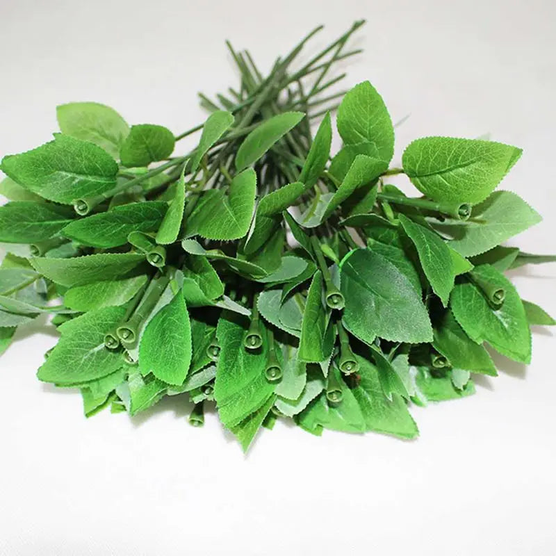 50pcs Artificial Fake Rose Flower Stems For Diy Handmade Bouquet Flower Leaf Vein Wedding Home Decoration