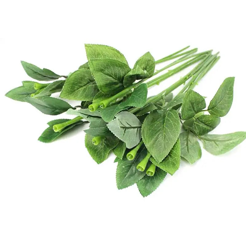 50pcs Artificial Fake Rose Flower Stems For Diy Handmade Bouquet Flower Leaf Vein Wedding Home Decoration