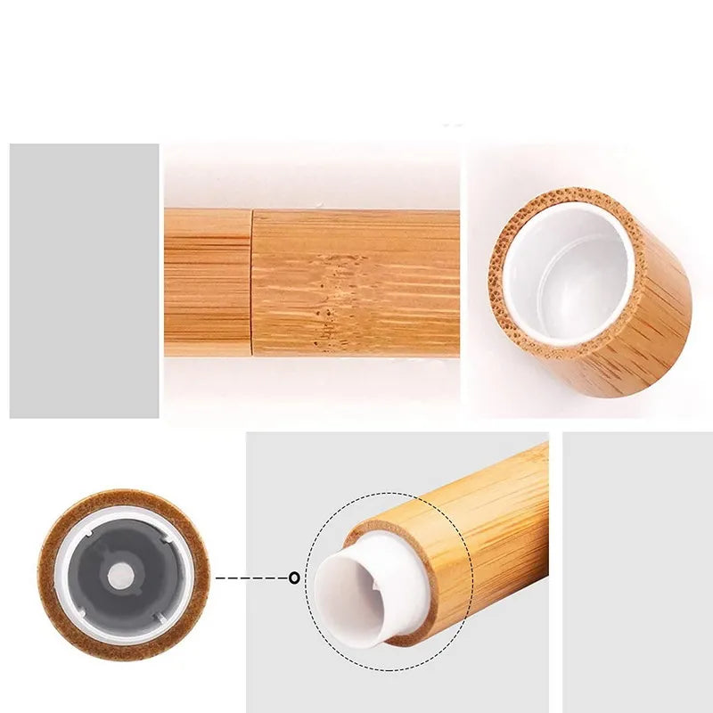 12Pcs Bamboo Empty Lipstick Tubes, 5.5g/4g Refillable DIY Lip Balm Tube Containers Cosmetic Lip Gloss Deodorant Case Holder