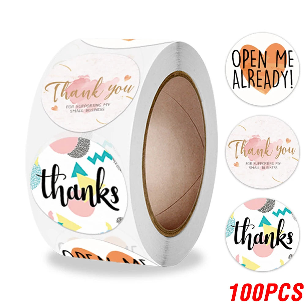 100-500pcs Thank You Round Sticker Scrapbook Envelope Seal Sticker Gift Flower Decoration Stationery Label Stickers