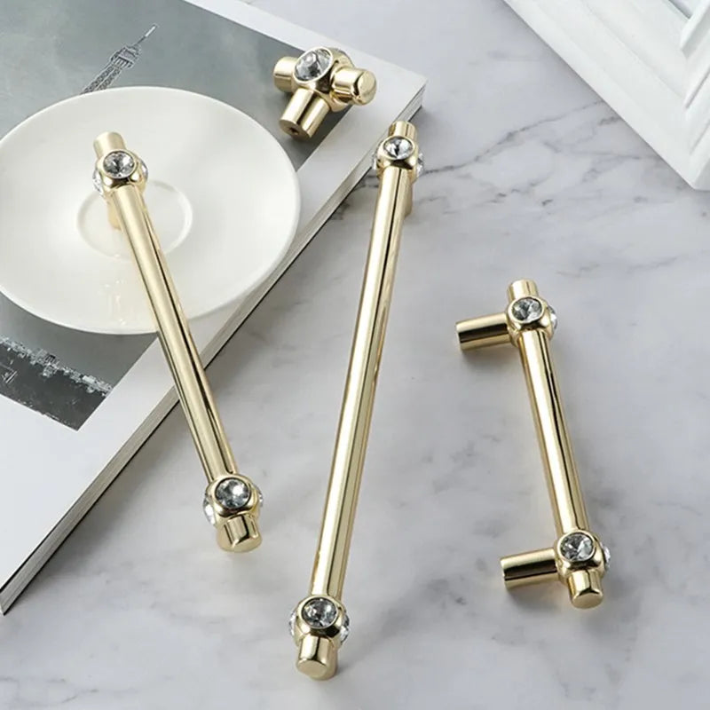 KK&FING Luxury Crystal Handles Drawer Knobs Zinc Alloy Kitchen Cabinet Handles Wardrobe Door Pulls Furniture Handle Hardware