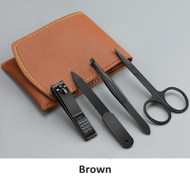 Portable Nail Scissors set Manicure Set Pedicure kit Stainless Steel Nail Clippers Tool Travel Grooming Case